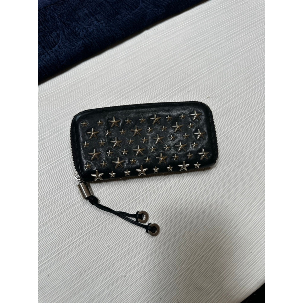 Jimmy Choo Black Silver Star Studded Leather Zip Around Long Wallet - Picture 4 of 15